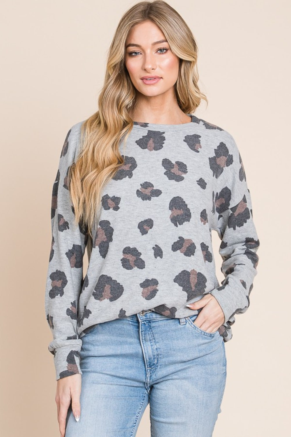 BOMBOM Leopard Drop Shoulder T-Shirt